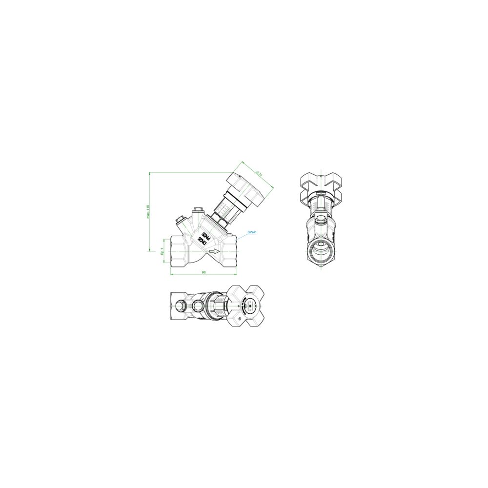 Oventrop Hydrocontrol VTR Strangregulierventil DN 25, 1" Innengewinde mit Blindstopfe... OVENTROP-1060108 4026755124965 (Abb. 3)