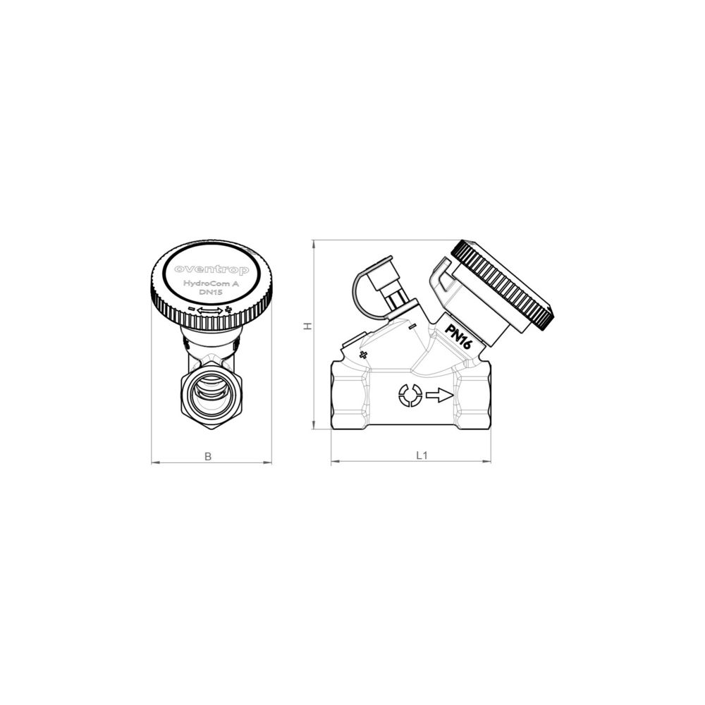 Oventrop Strangabsperrventil HydroCom A PN 16, DN 25 Rp 1” Innengewinde HydroPort, en... OVENTROP-1062728 4026755480368 (Abb. 9)