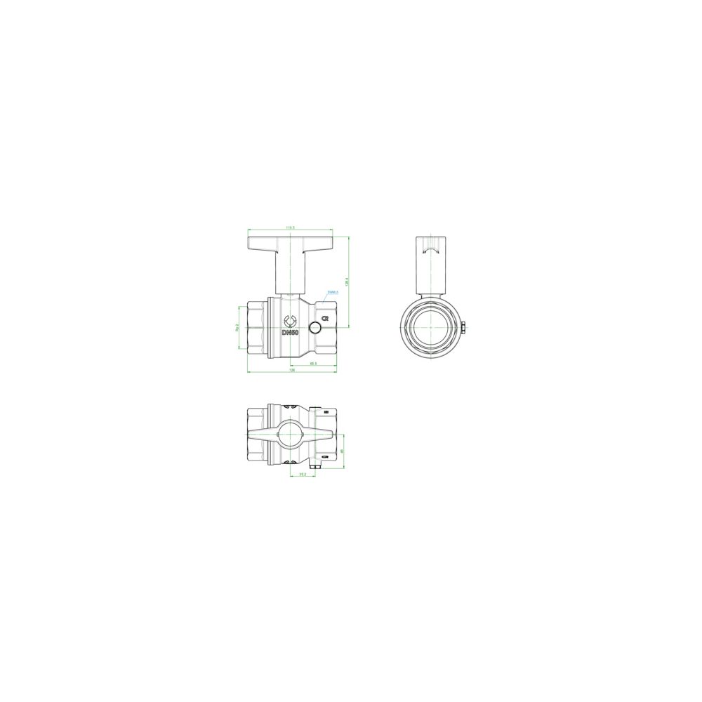 Oventrop Trinkwasserkugelhahn Optibal TW, DN 50, Rp 2" Innengewinde, PN 10, gerade, M... OVENTROP-1078816 4026755498097 (Abb. 3)