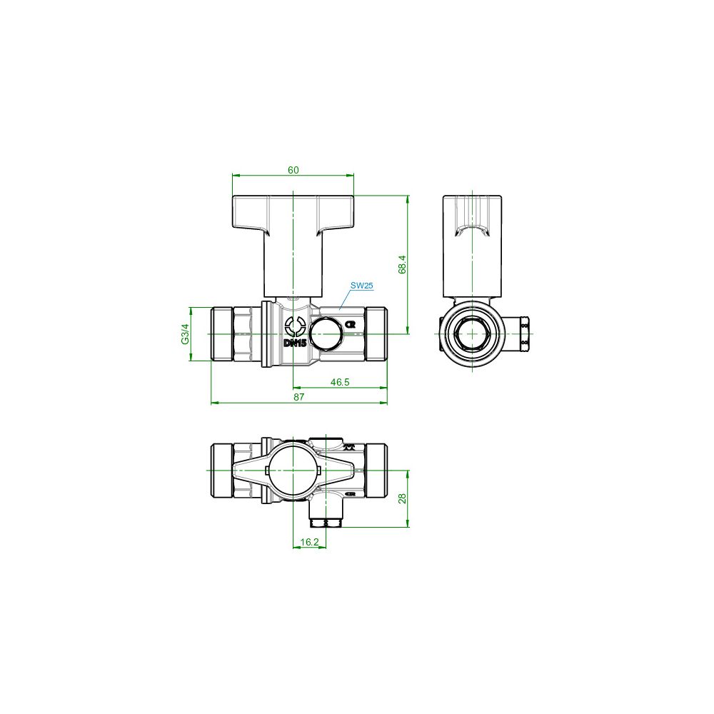 Oventrop Trinkwasserkugelhahn Optibal TW, DN 15, G 3/4" Außengewinde, PN 10, Messing ... OVENTROP-1078904 4026755498103 (Abb. 3)