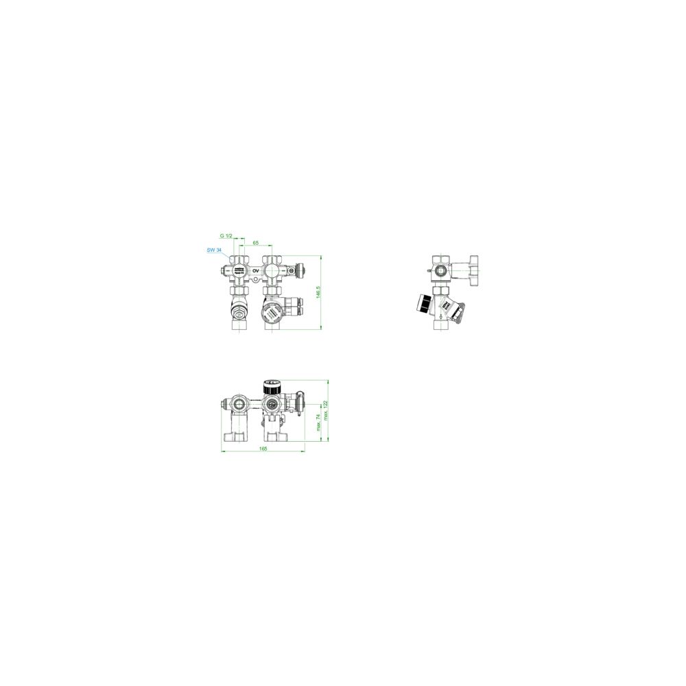 Oventrop Anschlussset Flypass Set 1 gerade, DN 15, 90-450l/h, PN 16, Messing, 1149550... OVENTROP-1149550 4026755408683 (Abb. 3)