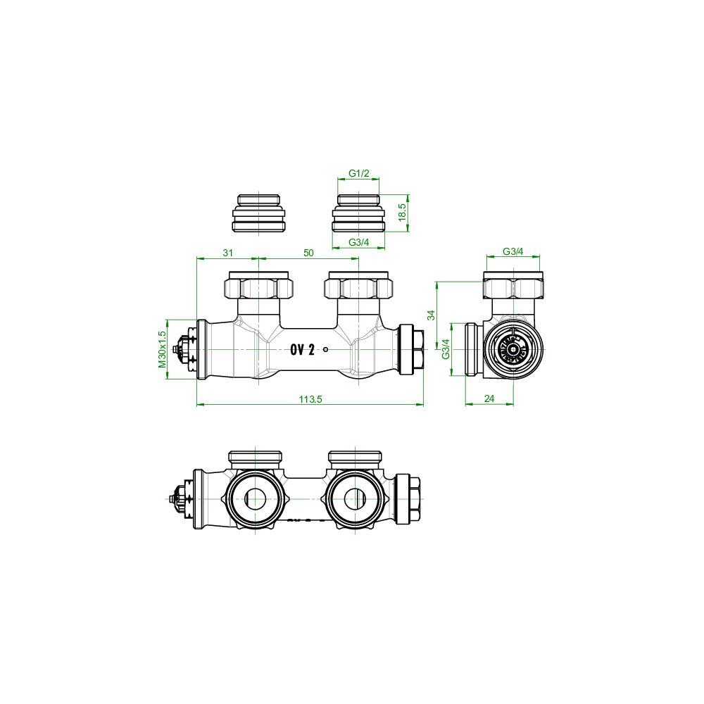 Oventrop Anschluss-Set für Badheizkörper Multiblock T/Uni S, Eckausführung, Weiß... OVENTROP-1184184 4026755314984 (Abb. 3)