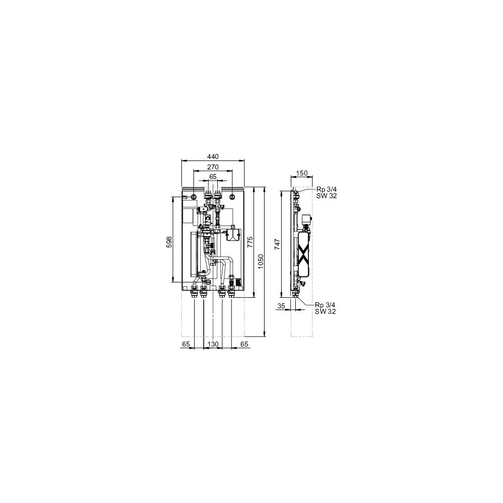 Oventrop Wohnungsstation Regudis W-HTE GT, 12l/min 14kW, 10 bar, 90 Grad C, 440x1050x... OVENTROP-1344230 4026755495065 (Abb. 7)