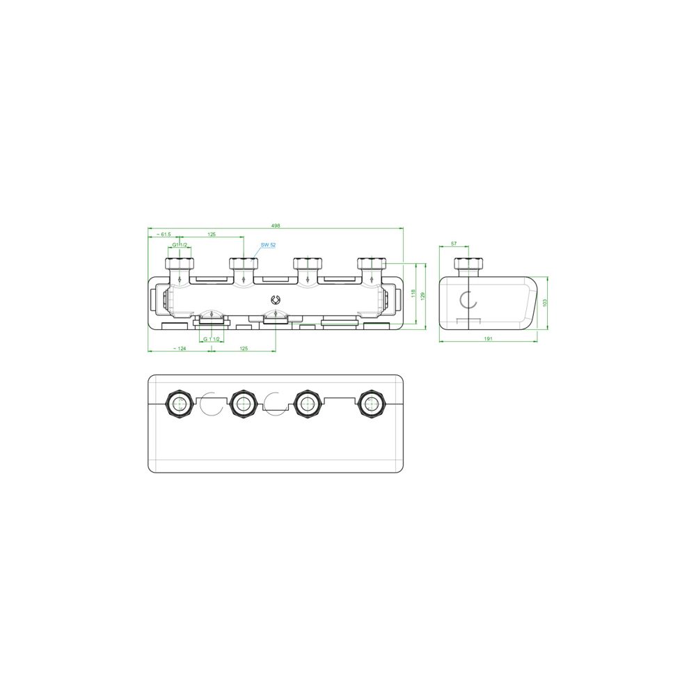 Oventrop Verteilerbalken Regumat DN 25 für 2 Heizkreise, PN 4, mit Wärmedämmung, Grau... OVENTROP-1351570 4026755497991 (Abb. 3)