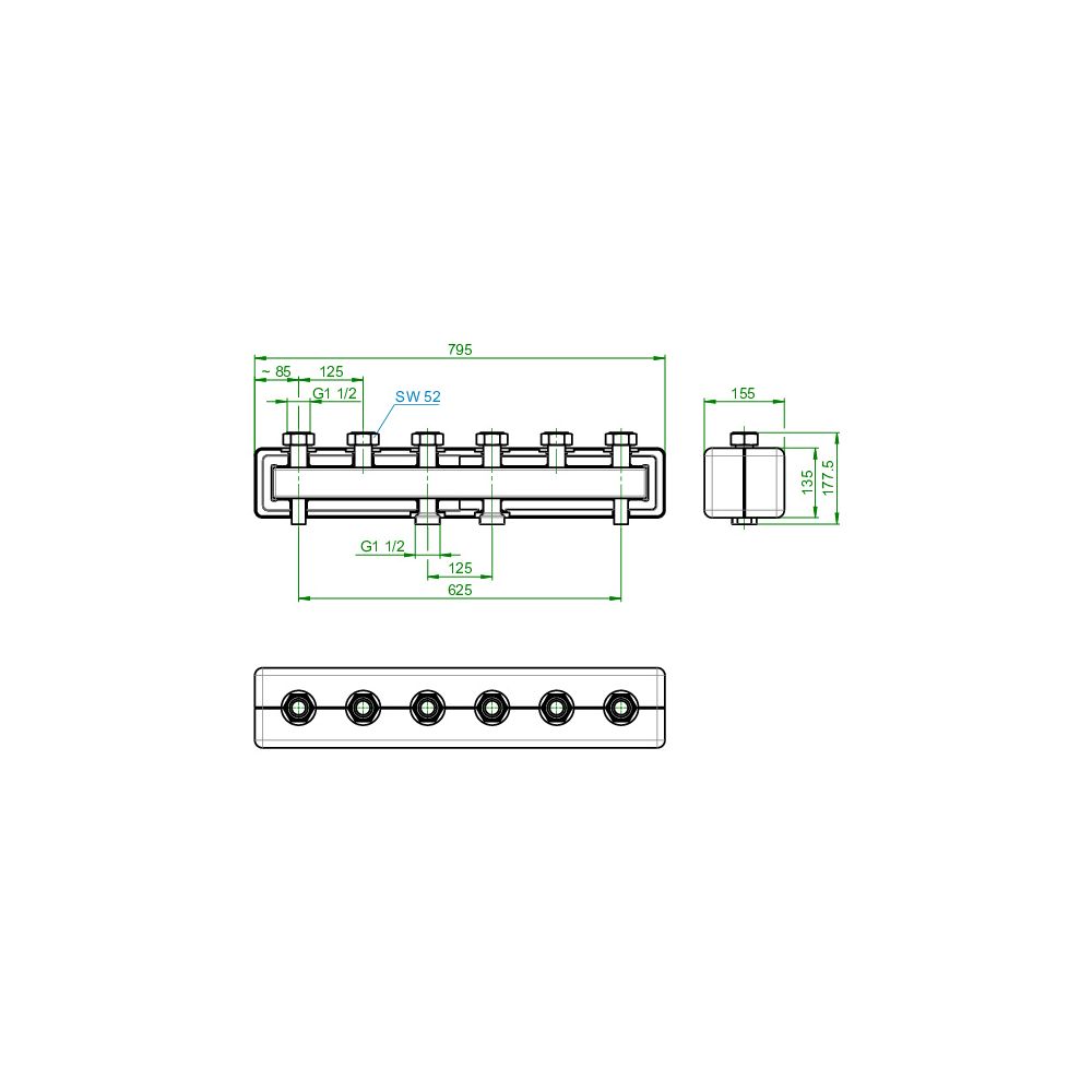 Oventrop Verteilerbalken für Reguma DN 25 für 3 Heizkreise, Stahl, 1351583... OVENTROP-1351583 4026755249514 (Abb. 5)