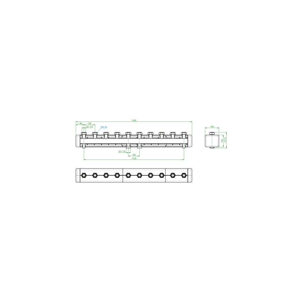 Oventrop Verteilerbalken für Reguma DN 25 für 5 Heizkreise, Stahl, 1351585... OVENTROP-1351585 4026755280784 (Abb. 5)