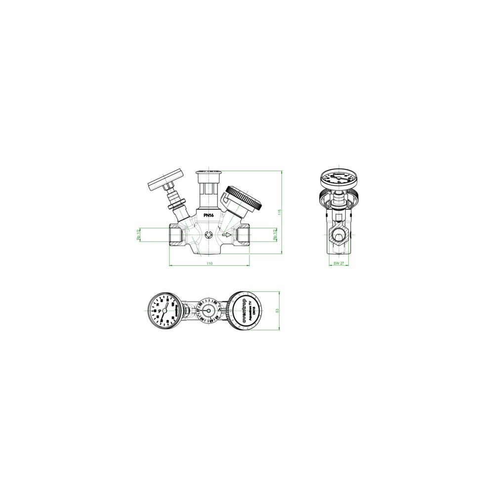 Oventrop Aquastrom Thermisches Zirkulationsventil TV, DN 15, Rp 1/2" IG, 16 bar, mit ... OVENTROP-4202504 4026755495225 (Abb. 5)