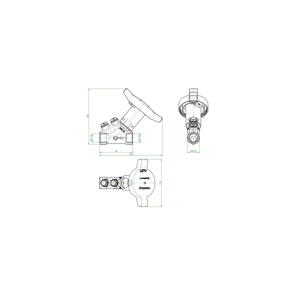 Oventrop Statisches Zirkulationsventil Aquastrom C, DN 15, Rp 1/2, PN 16, ohne Wärmed... OVENTROP-4204152 4026755501483 (Abb. 3)