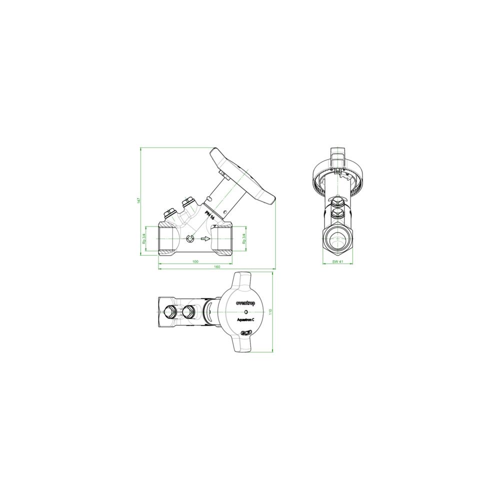 Oventrop Statisches Zirkulationsventil Aquastrom C, DN 25, Rp 1", PN 16, ohne Wärmedä... OVENTROP-4204156 4026755501506 (Abb. 3)