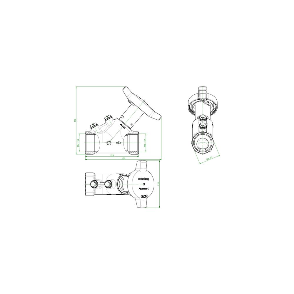 Oventrop Statisches Zirkulationsventil Aquastrom C, DN 32, Rp 1 1/4", PN 16, ohne Wär... OVENTROP-4204158 4026755501513 (Abb. 3)