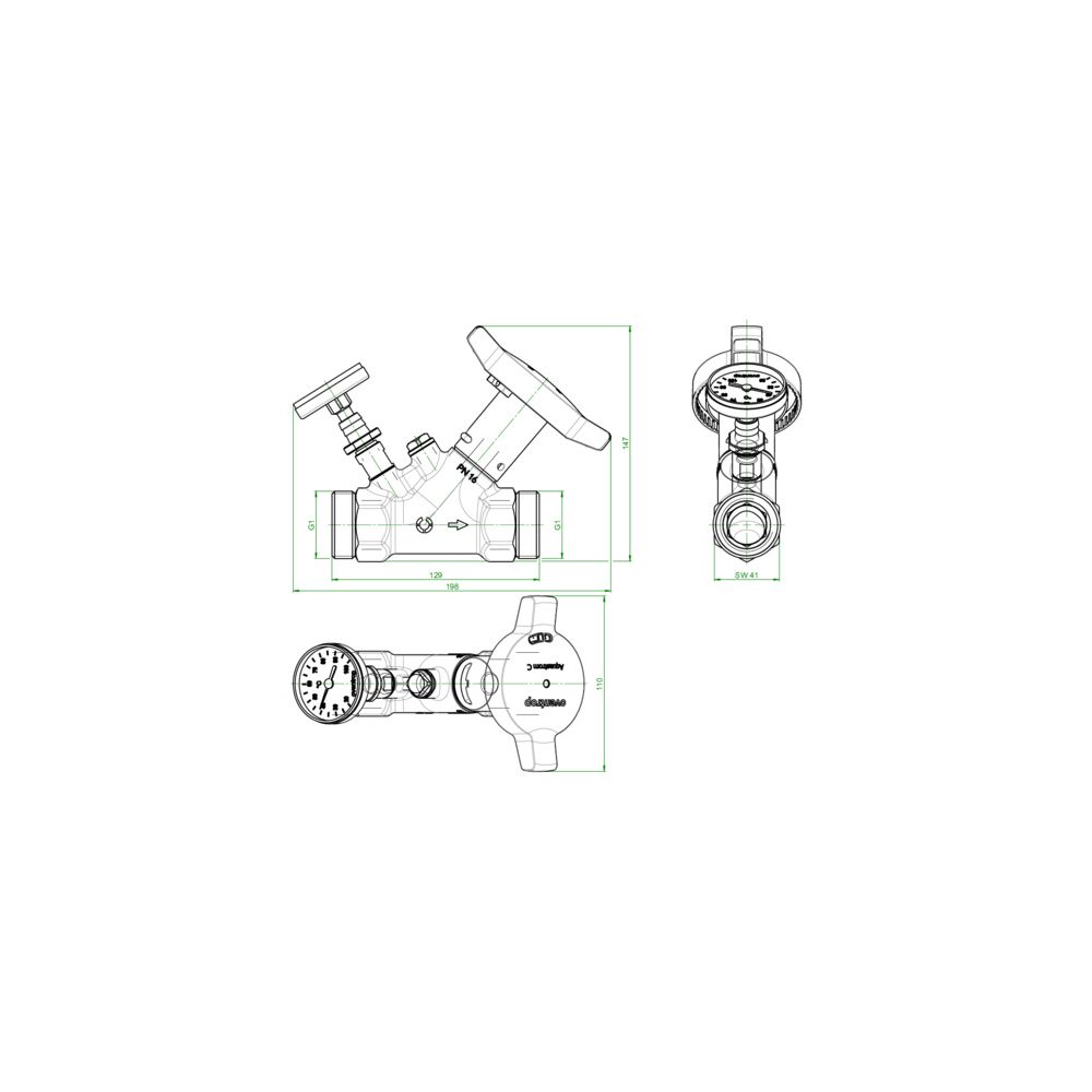 Oventrop Statisches Zirkulationsventil Aquastrom C, DN 25, G 1 1/4", PN 16, mit Therm... OVENTROP-4204208 4026755501544 (Abb. 3)
