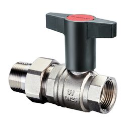 Oventrop Optiba Kugelhahn Knebelgriff DN 15 1/2" Innengewinde und Verschraubung mit A... OVENTROP-1075704 4026755277548 (Abb. 1)