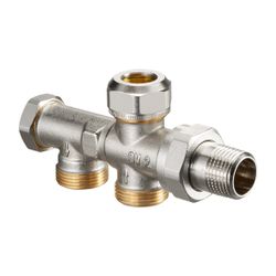 Oventrop Duo Zweirohr-Anschlussstück mit Absperrung,m24x1,5 Außengewinde, Abstand 35m... OVENTROP-1182651 4026755251494 (Abb. 1)