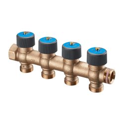 Oventrop Sanitärverteiler mit Absperrung selbstdichtend, 3/4", 4-fach, Rotguss... OVENTROP-4200554 4026755431254 (Abb. 1)