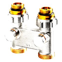 Oventrop Umlenkstück mit Absperrung Durchgangsausführung, 50mm, 1/2" x 3/4" Außengewi... OVENTROP-1016363 4026755229677 (Abb. 1)