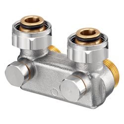 Oventrop Umlenkstück mit Absperrung Winkelform, 50mm, 3/4" Überwurfmutter x 3/4" Auße... OVENTROP-1016462 4026755179569 (Abb. 1)