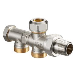 Oventrop Duo Zweirohr-Anschlussstück mit Absperrung, 24x1,5mm Außengewinde, Abstand 3... OVENTROP-1182651 4026755251494 (Abb. 1)