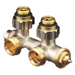 Oventrop Multiblock T Anschlussarmatur 1/2" AG x 3/4" AG, Zweirohr, Eckausführung, Zw... OVENTROP-1184084 4026755241686 (Abb. 1)