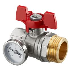 Oventrop Kugelhahn, Roter Griff mit Thermometer, 3/4" Innengewinde x 1" Außengewinde,... OVENTROP-1406483 4026755360615 (Abb. 1)