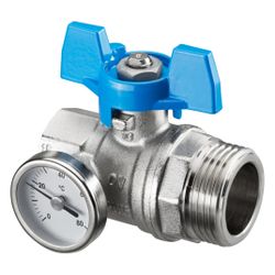 Oventrop Kugelhahn, Blauer Griff mit Thermometer, 1" IG x 1" AG, flachdichtend, 14065... OVENTROP-1406584 4026755360653 (Abb. 1)