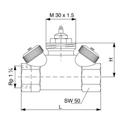 Oventrop Hycocon HTZ Regelventil DN 32, 1 1/4" Innengewinde, mit Mess- und Entleerung... OVENTROP-1068570 4026755264951 (Abb. 1)