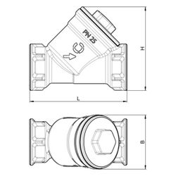 Oventrop Schmutzfänger DN 50, G 2" IG, PN 25, Siebeinsatz 250um, Messing, 1121216... OVENTROP-1121216 4026755498806 (Abb. 1)