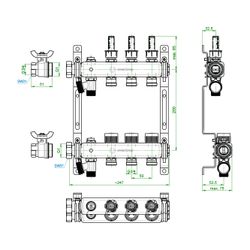 Oventrop Edelstahlverteiler Multidis SF, 3 Heizkreise, 0-5l/min, rostfreier Stahl, 14... OVENTROP-1405953 4026755458930 (Abb. 1)