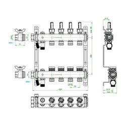 Oventrop Edelstahlverteiler Multidis SF, 4 Heizkreise, 0-5l/min, Edelstahl, 1405954... OVENTROP-1405954 4026755458947 (Abb. 1)