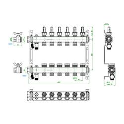 Oventrop Edelstahlverteiler Multidis SF, 6 Heizkreise, 0-5l/min, Edelstahl, 1405956... OVENTROP-1405956 4026755458961 (Abb. 1)