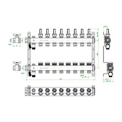 Oventrop Heizkreisverteiler Multidis SF, 8 Heizkreise 0-5l/min PN 6, rostfreier Stahl... OVENTROP-1405958 4026755458985 (Abb. 1)