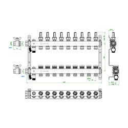 Oventrop Edelstahlverteiler Multidis SF, 9 Heizkreise, 0-5l/min, Edelstahl, 1405959... OVENTROP-1405959 4026755458992 (Abb. 1)
