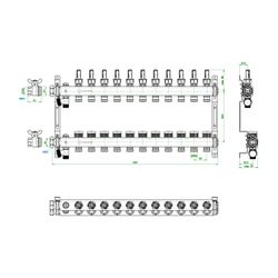 Oventrop Edelstahlverteiler Multidis SF, 11 Heizkreise, 0-5l/min, rostfreier Stahl, 1... OVENTROP-1405961 4026755459012 (Abb. 1)