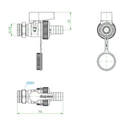Oventrop Optiflex Kugelhahn 1/2" Außengewinde mit Schlauchverschraubung, Kappe, Messi... OVENTROP-1033315 4026755199833 (Abb. 1)
