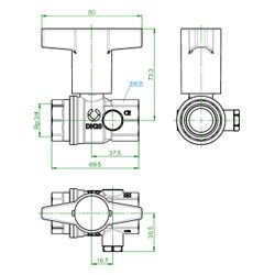 Oventrop Trinkwasserkugelhahn Optibal TW, DN 20, Rp 3/4" Innengewinde, PN 10, Messing... OVENTROP-1078806 4026755498059 (Abb. 1)