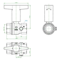 Oventrop Trinkwasserkugelhahn Optibal TW, DN 32, Rp 1 1/4" Innengewinde, PN 10, Messi... OVENTROP-1078810 4026755498073 (Abb. 1)