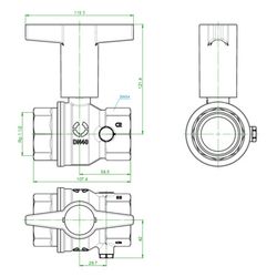 Oventrop Trinkwasserkugelhahn Optibal TW, DN 40, Rp 1 1/2" Innengewinde, PN 10, Messi... OVENTROP-1078812 4026755498080 (Abb. 1)
