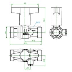 Oventrop Trinkwasserkugelhahn Optibal TW, DN 20, G 1" Außengewinde, PN 10, Messing bl... OVENTROP-1078906 4026755498110 (Abb. 1)
