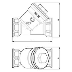Oventrop Schmutzfänger DN 40, 1 1/2" IG, PN 25, Siebeinsatz 600um, Messing, 1120212... OVENTROP-1120212 4026755498714 (Abb. 1)