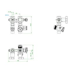 Oventrop Anschlussset Flypass Set 1 gerade, DN 15, 90-450l/h, PN 16, Messing, 1149550... OVENTROP-1149550 4026755408683 (Abb. 1)