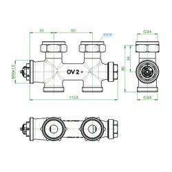 Oventrop Multiblock T Anschlussarmatur 3/4" Überwurfmutter x 3/4" Außengewinde, Zweir... OVENTROP-1184013 4026755241655 (Abb. 1)