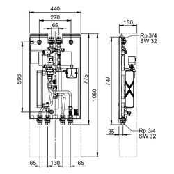 Oventrop Wohnungsstation Regudis W-HTE GT, 12l/min 14kW, 10 bar, 90 Grad C, 440x1050x... OVENTROP-1344230 4026755495065 (Abb. 1)