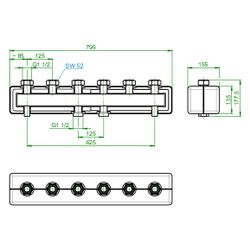 Oventrop Verteilerbalken für Reguma DN 25 für 3 Heizkreise, Stahl, 1351583... OVENTROP-1351583 4026755249514 (Abb. 1)