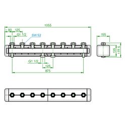 Oventrop Verteilerbalken für Reguma DN 25 für 4 Heizkreise, Stahl, 1351584... OVENTROP-1351584 4026755280777 (Abb. 1)