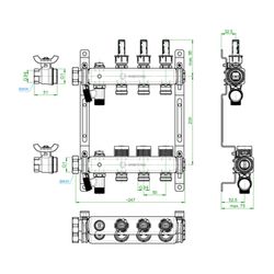 Oventrop Edelstahlverteiler Multidis SF, 3 Heizkreise, 0-5l/min, rostfreier Stahl, 14... OVENTROP-1405953 4026755458930 (Abb. 1)