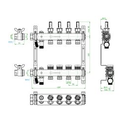 Oventrop Edelstahlverteiler Multidis SF, 4 Heizkreise, 0-5l/min, Edelstahl, 1405954... OVENTROP-1405954 4026755458947 (Abb. 1)