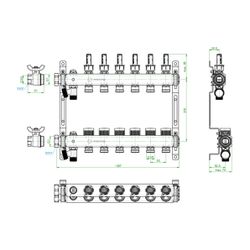 Oventrop Edelstahlverteiler Multidis SF, 6 Heizkreise, 0-5l/min, Edelstahl, 1405956... OVENTROP-1405956 4026755458961 (Abb. 1)
