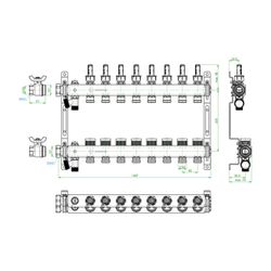 Oventrop Heizkreisverteiler Multidis SF, 8 Heizkreise 0-5l/min PN 6, rostfreier Stahl... OVENTROP-1405958 4026755458985 (Abb. 1)