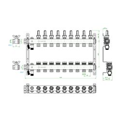 Oventrop Edelstahlverteiler Multidis SF, 9 Heizkreise, 0-5l/min, Edelstahl, 1405959... OVENTROP-1405959 4026755458992 (Abb. 1)