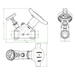 Oventrop Statisches Zirkulationsventil Aquastrom C, DN 25, Rp 1", PN 16, mit Thermome... OVENTROP-4204108 4026755498936 (Abb. 1)
