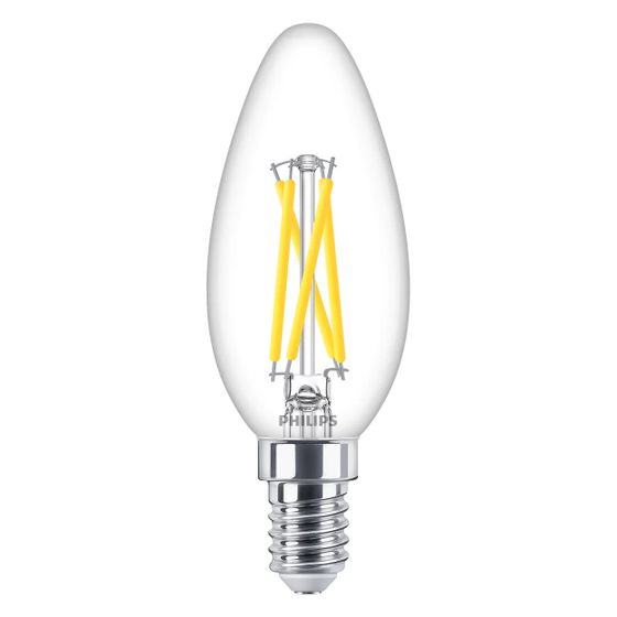 Philips LED-Kerzenlampe MASTER B35, 2,5W, 340 lm, 2200 K, E14, Glas, Klar